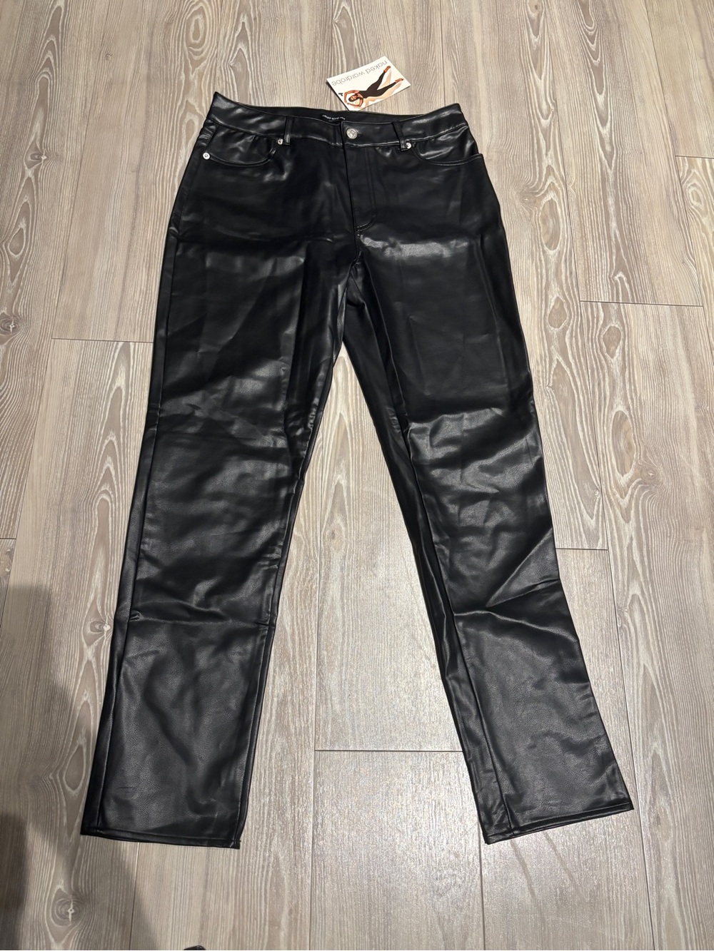 naked wardrobe Black Faux Leather Straight-Leg Pants